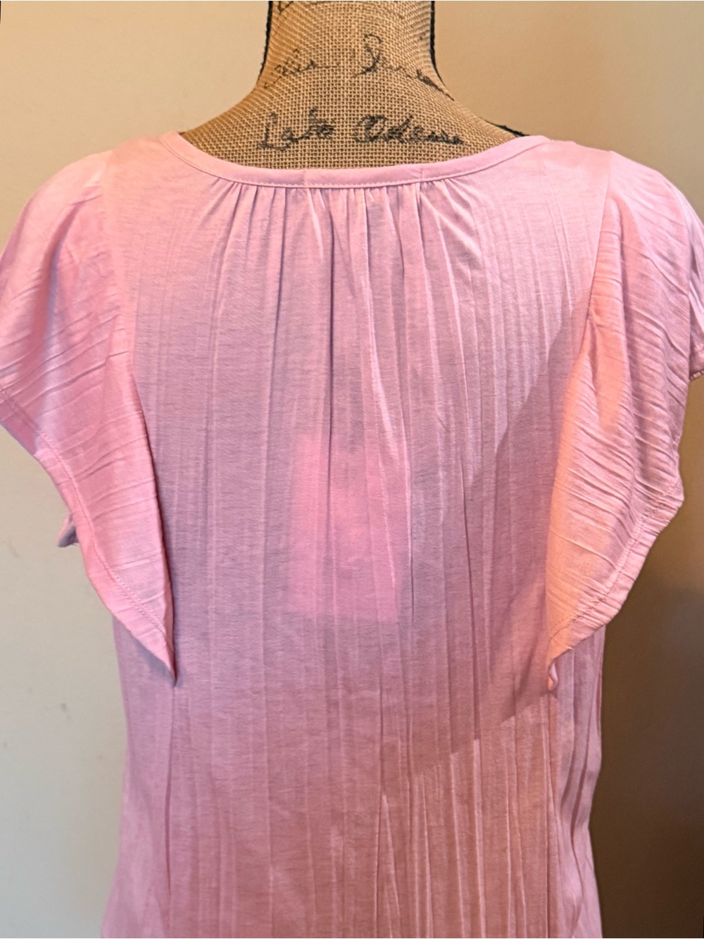 Pink Rhinestone V-Neck Flutter Sleeve Top - Picture 4 of 8